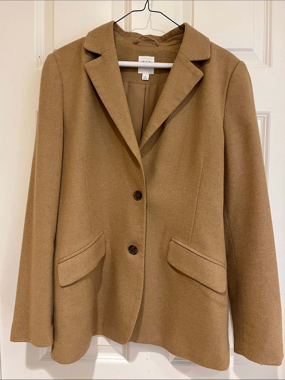 Ladies GAP Camel Wool-Blend Tailored Blazer Jacket